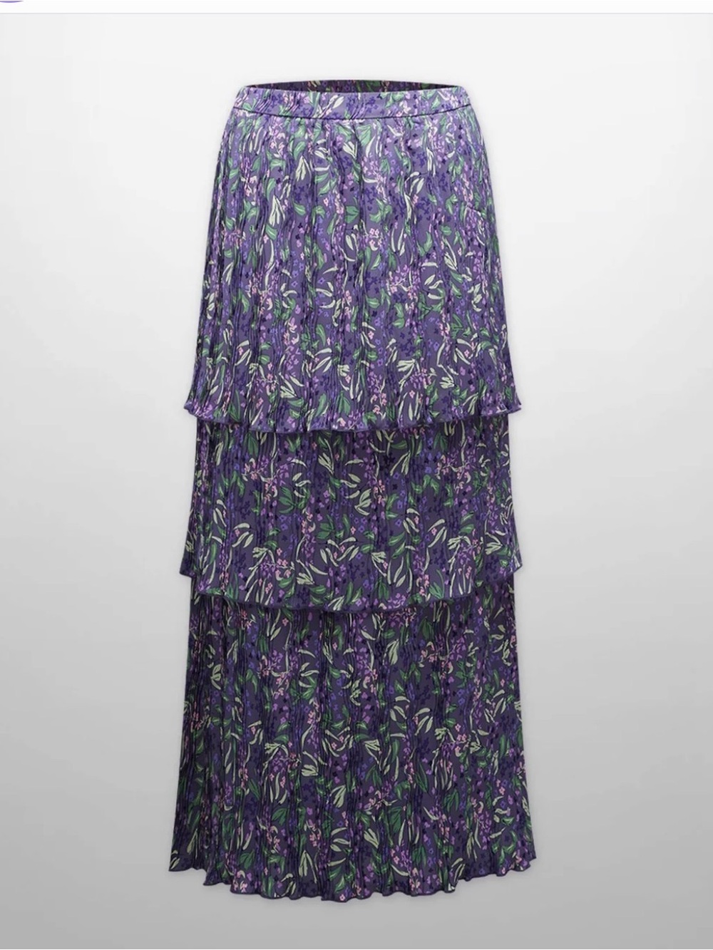 Tiered Floral Maxi Skirt in Purple